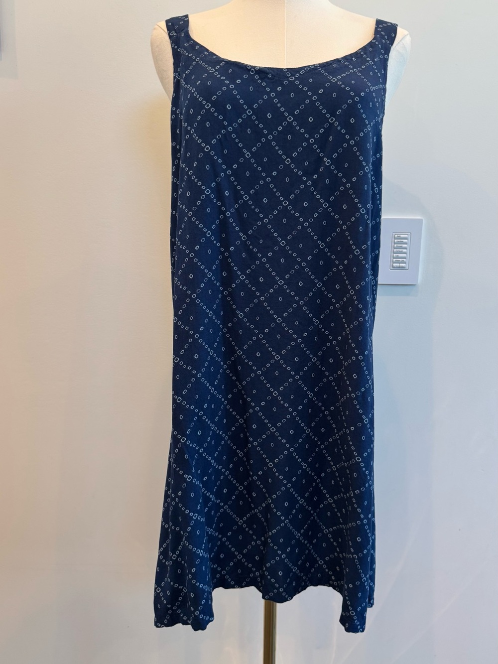 Santiki Navy Printed Midi Tank Beachy Sundress Summer Cover-up Resortwear